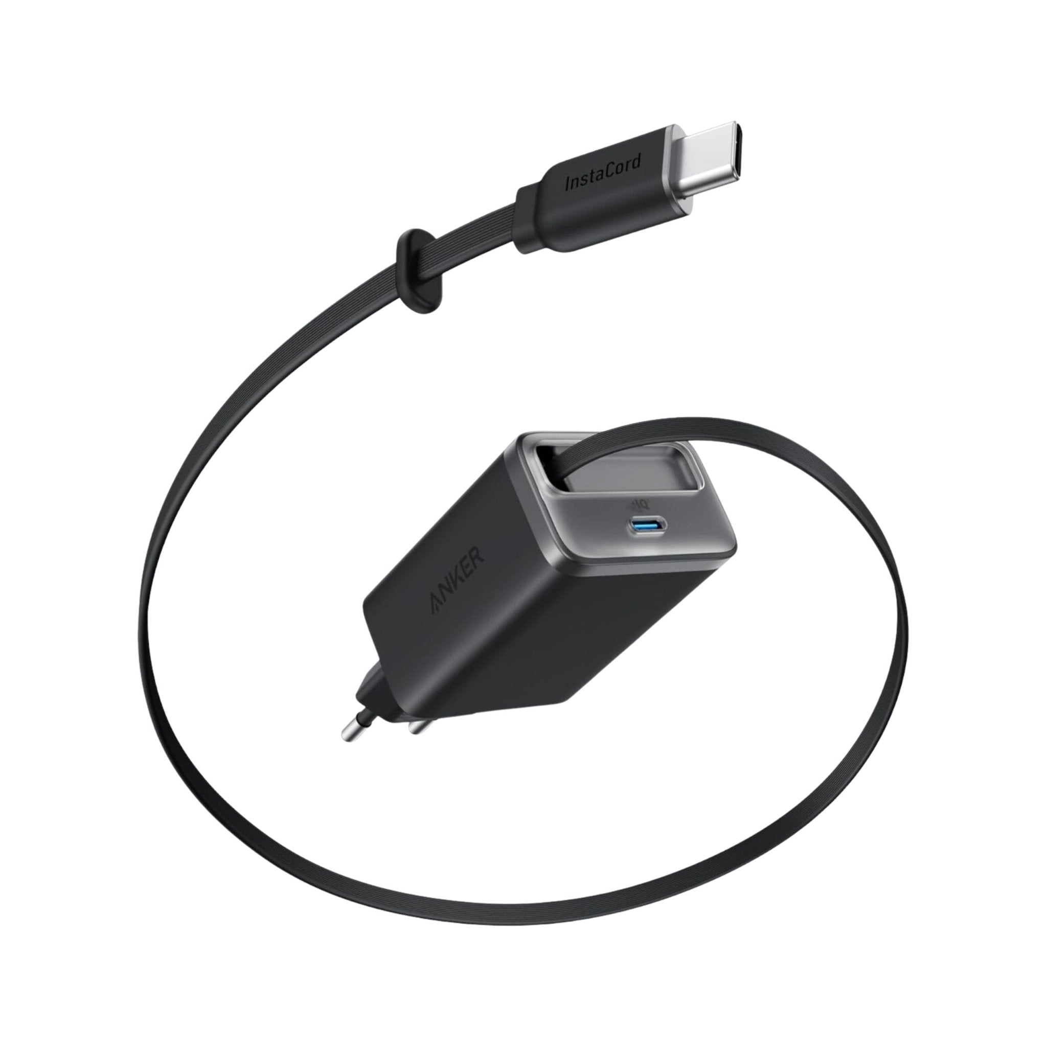 Anker Nano Charger 35W, Built-In Retractable USB-C Cable - Black